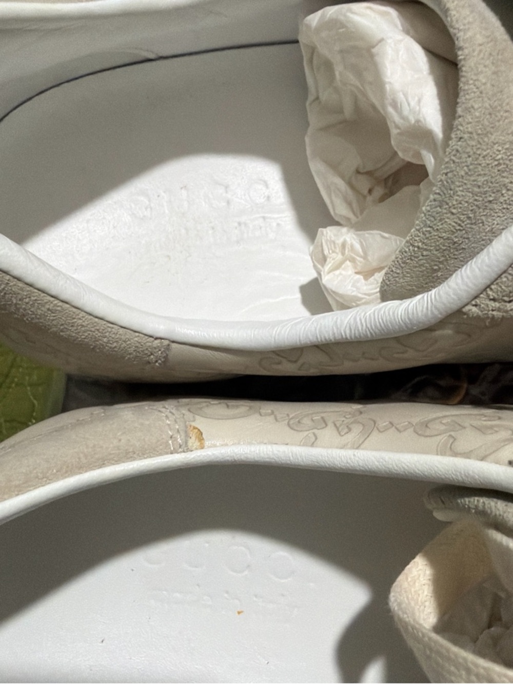Gucci Cream Monogram Lace-Up Sneakers with Red & Green Web Stripe - Picture 5 of 6